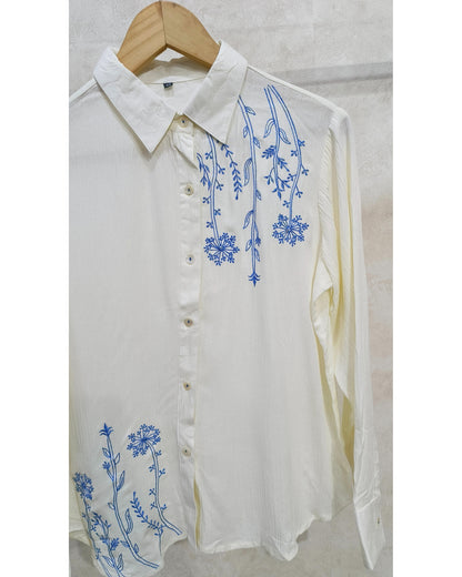 Off White Embroidered Cotton Tunic