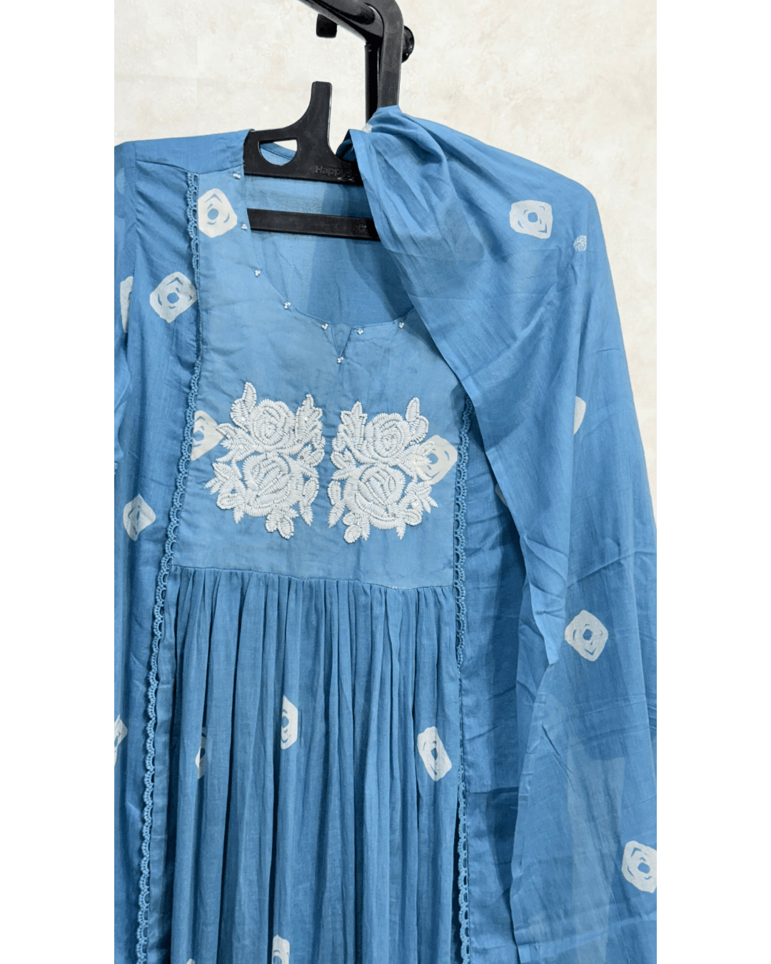 Steel Blue Mul Cotton Kurta Set