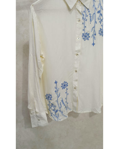 Off White Embroidered Cotton Tunic