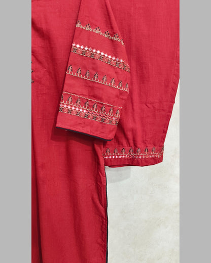 Red Cotton Kurta Set