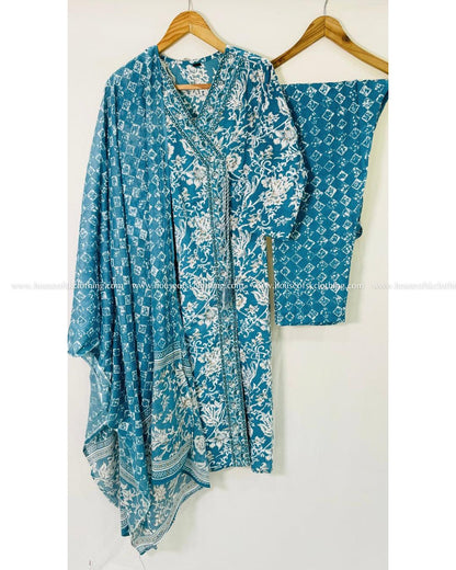 Pacific Blue Cotton Kurta Set