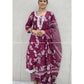 Wine Thread Embroidered Cotton Kurta Set