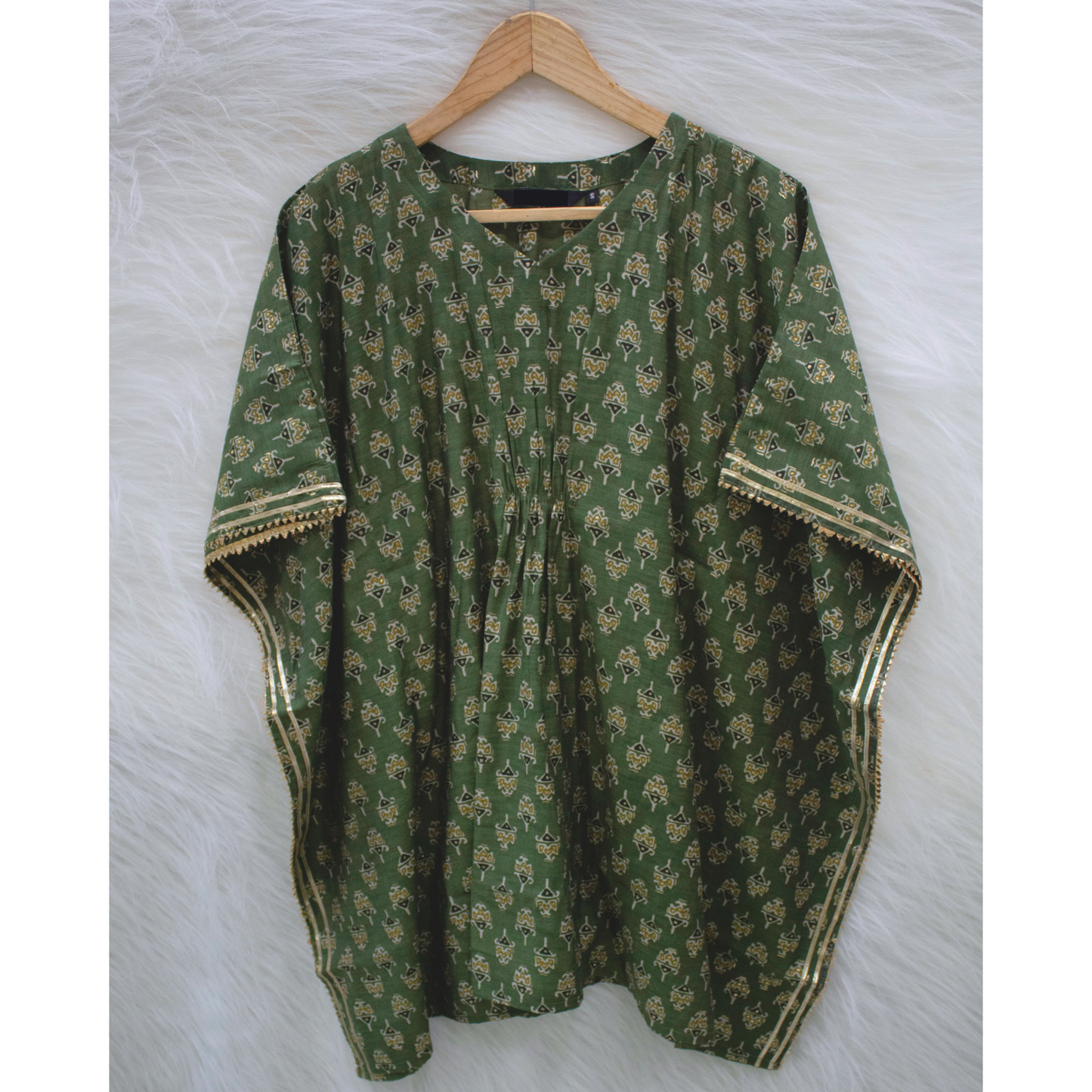 OLIVE GREEN SHORT KAFTAN TUNIC