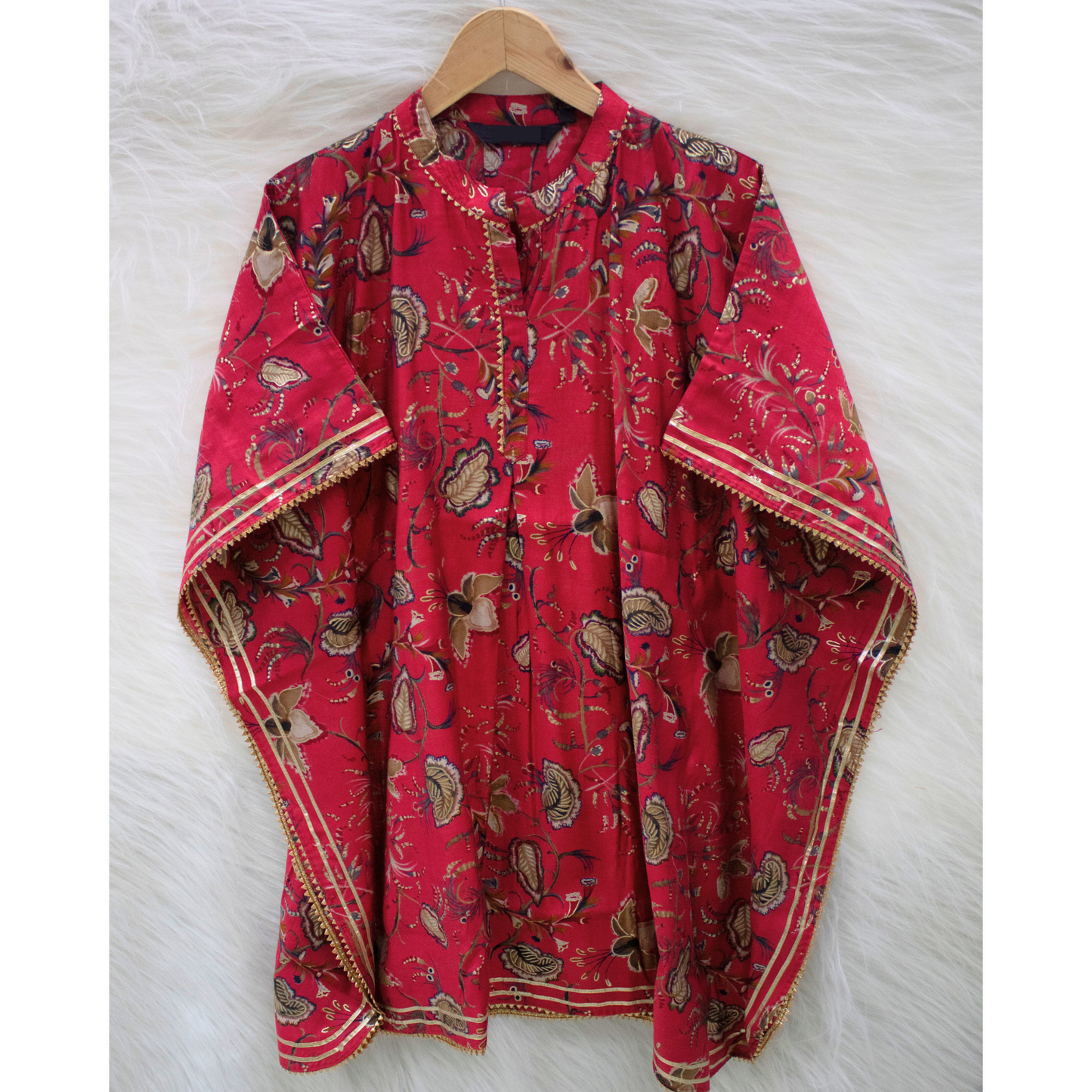 RASPBERRY RED SHORT KAFTAN TUNIC