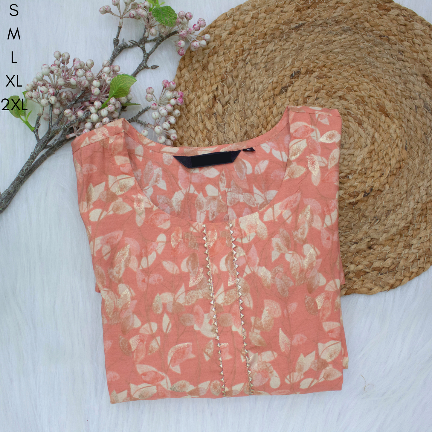 PEACH LEAF PRINTED TUNIC