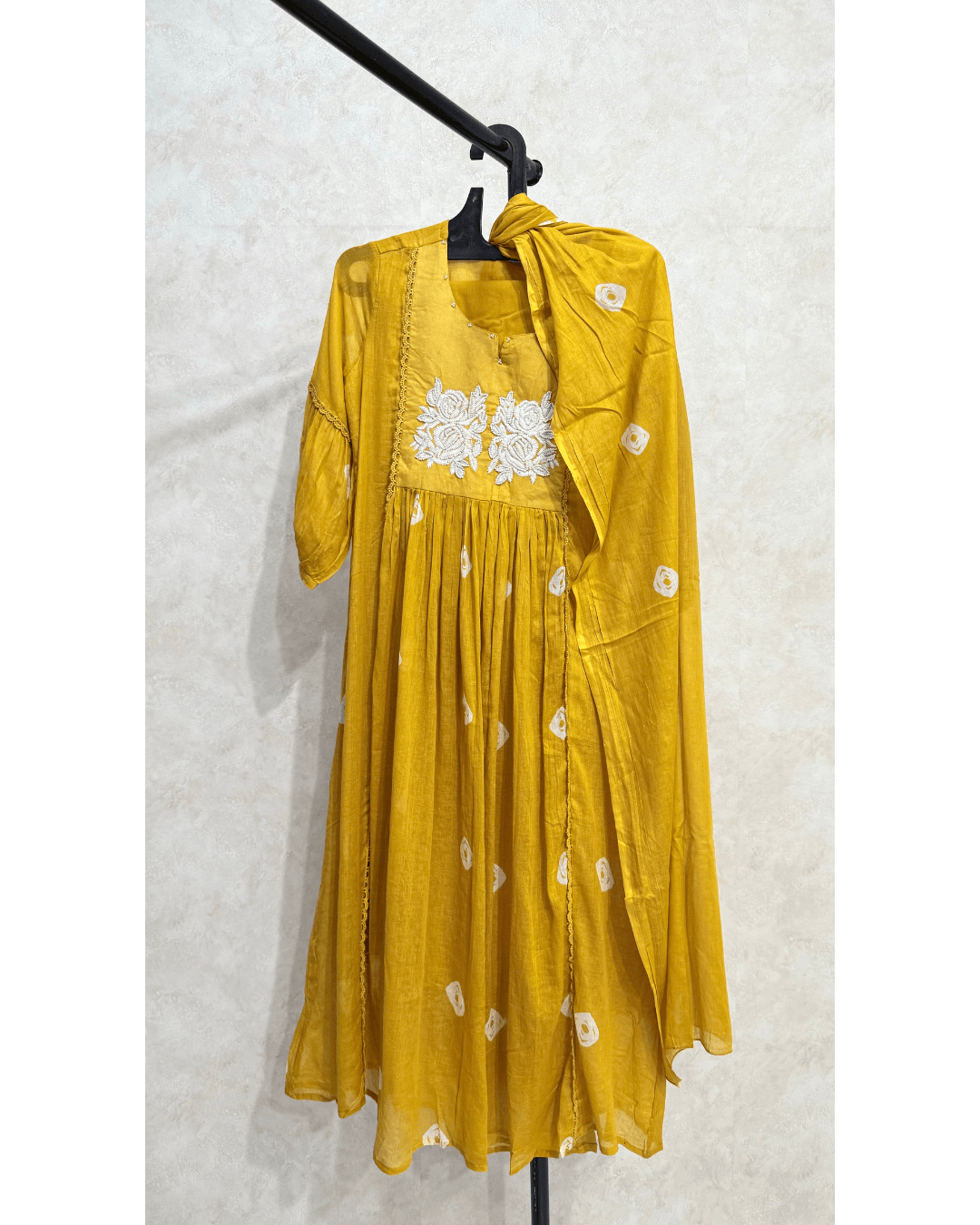 Mustard Yellow Mul Cotton Kurta Set