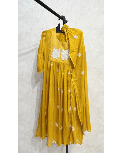 Mustard Yellow Mul Cotton Kurta Set