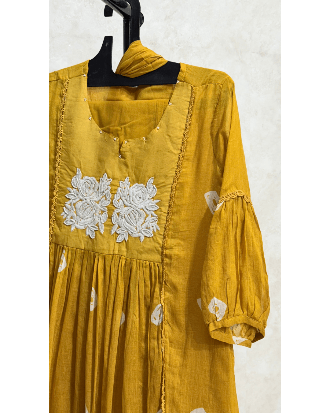 Mustard Yellow Mul Cotton Kurta Set