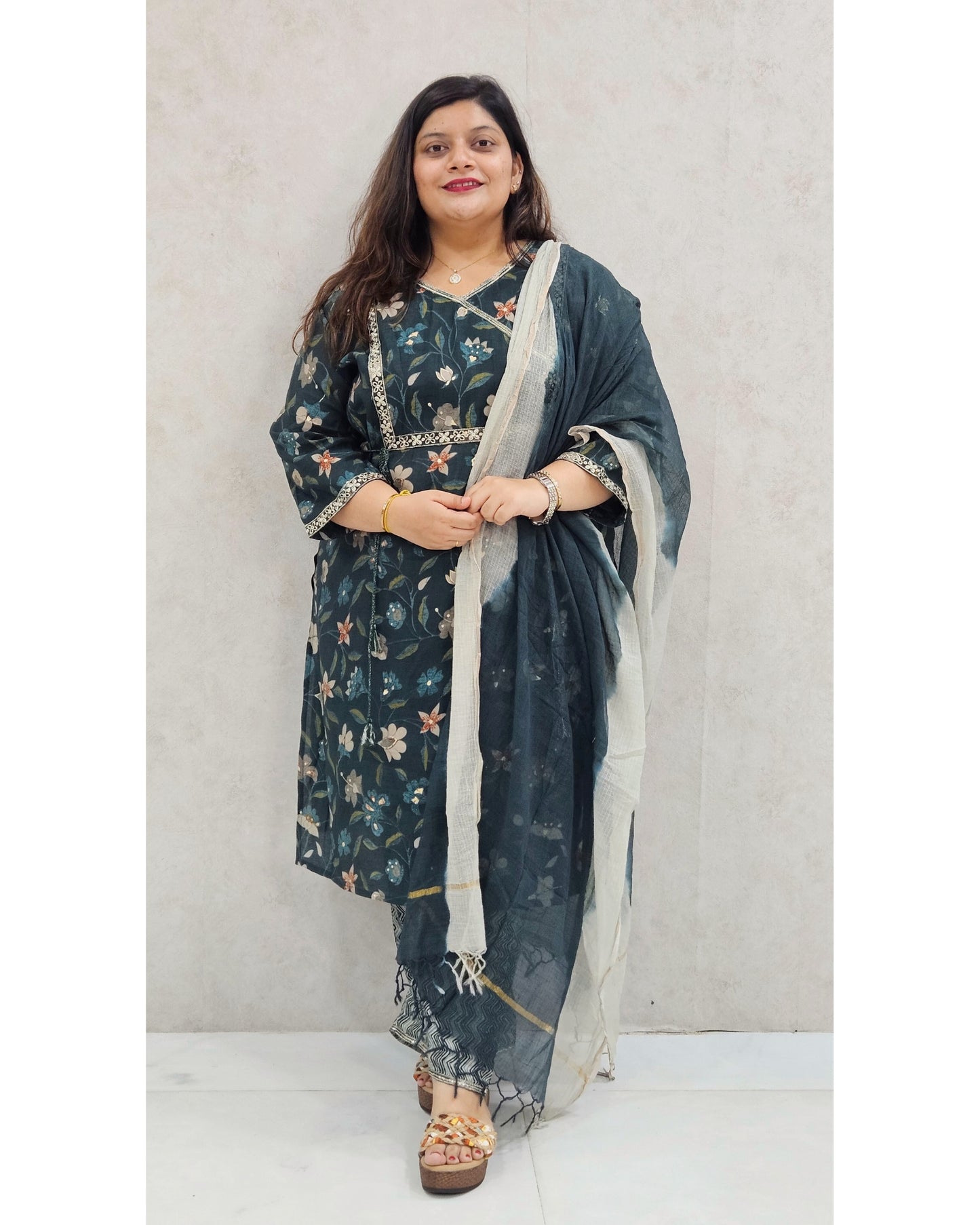 Midnight Green Muslin Kurta Set