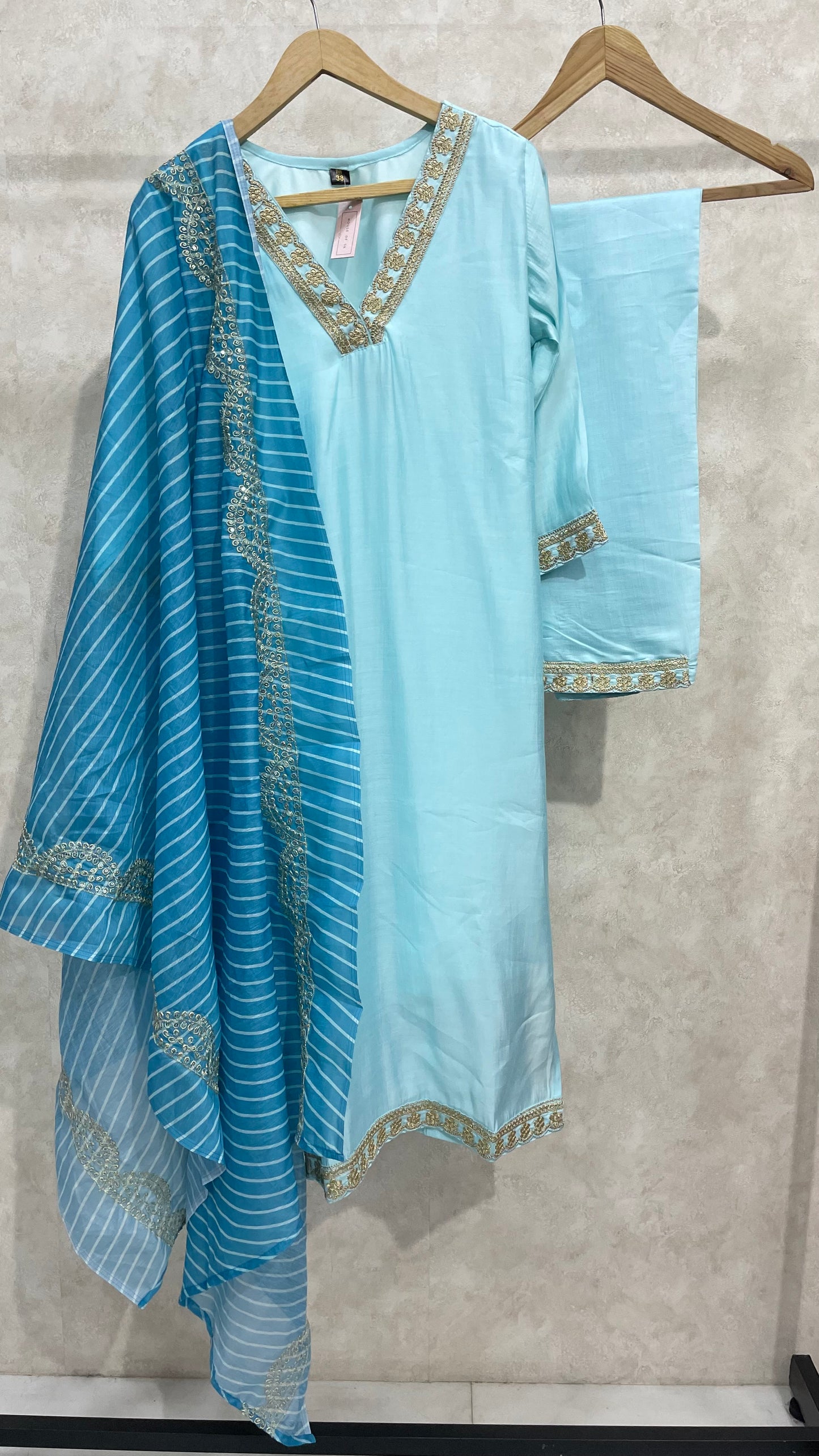 AQUA BLUE LEHERIYA SET