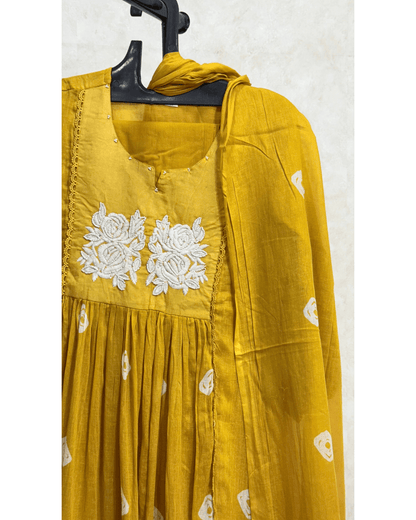 Mustard Yellow Mul Cotton Kurta Set