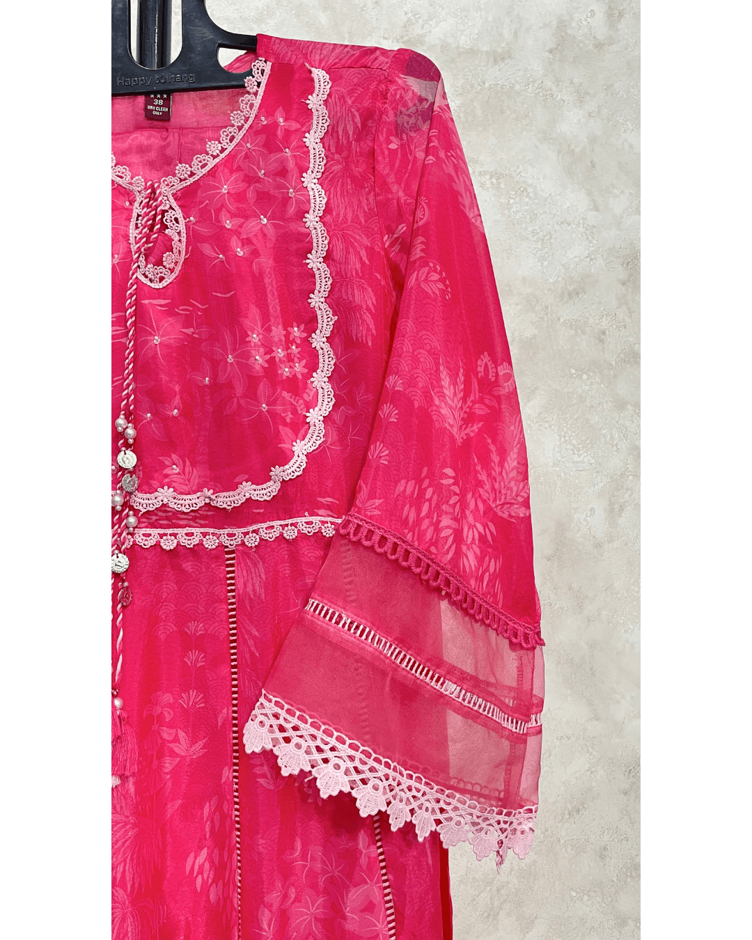 Fuchsia Embroidered Kali Kurta Set