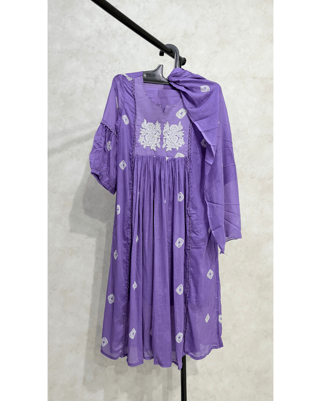 Purple Mul Cotton Kurta Set