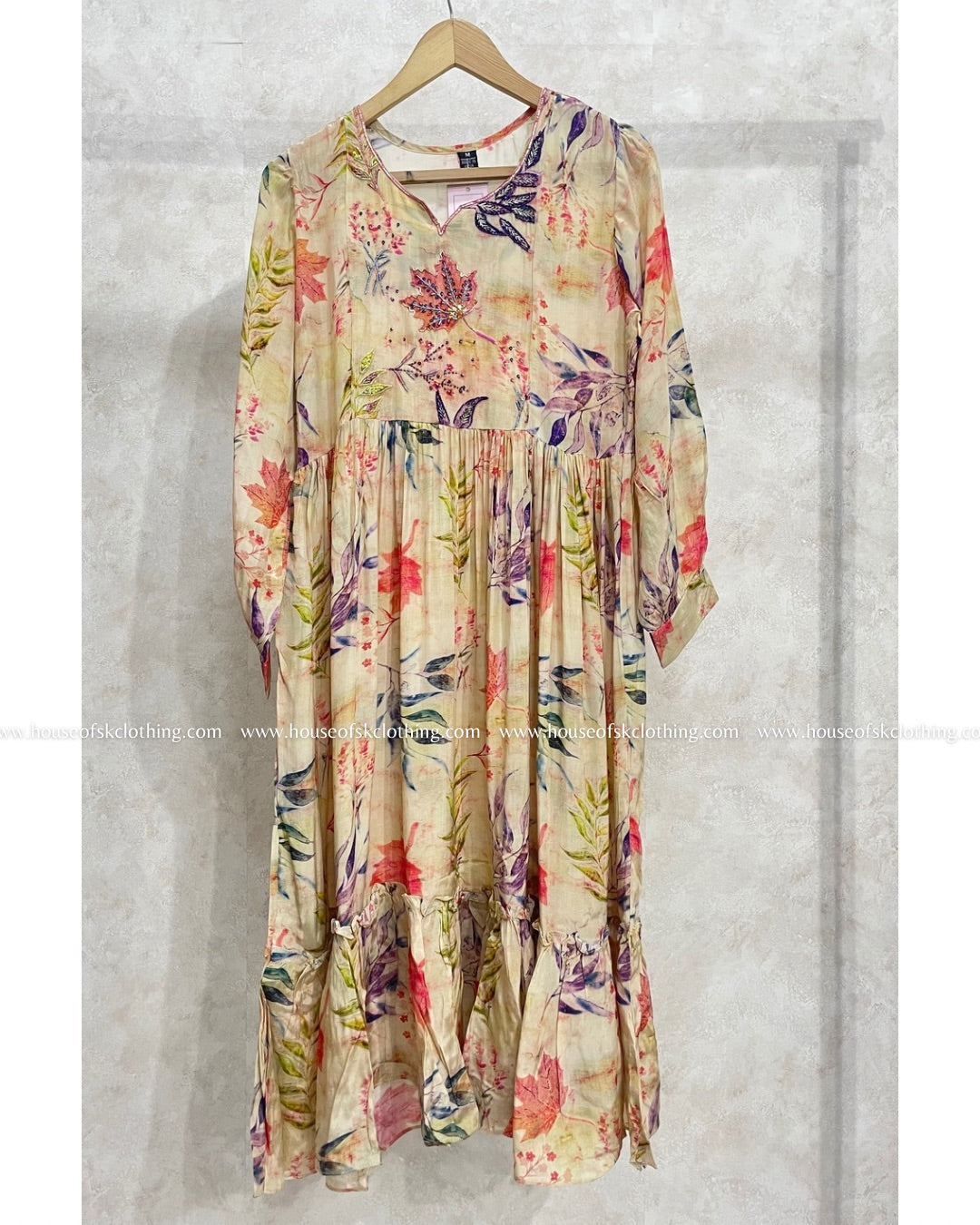 Ivory Floral Printed Dress