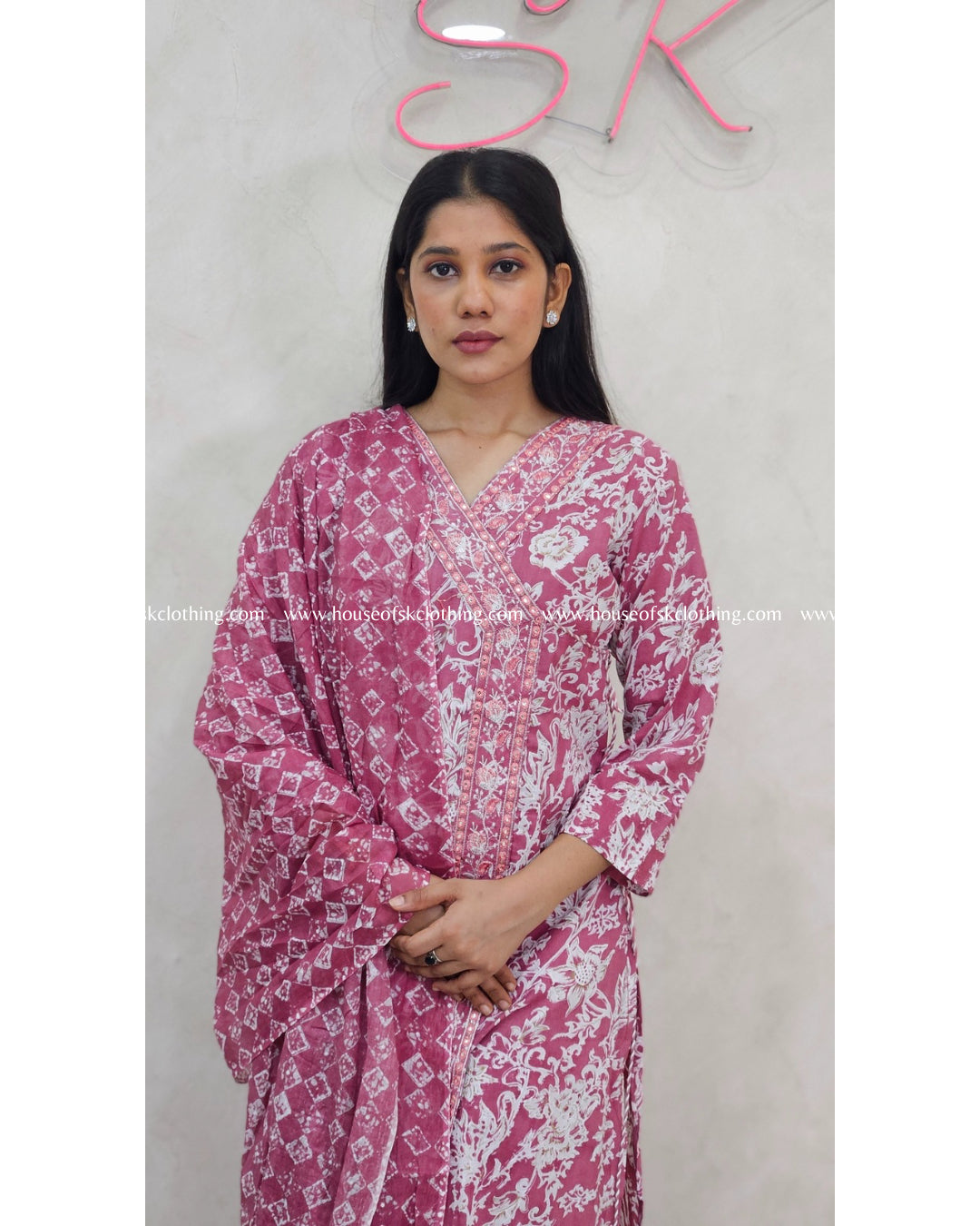 Dusty Rose Pink Cotton Kurta Set