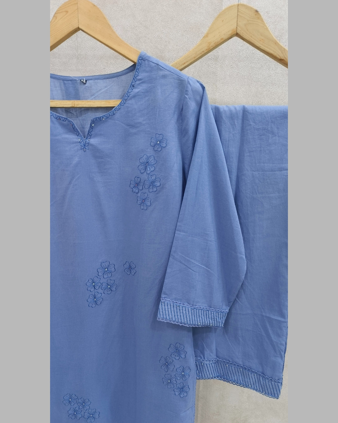 Blue Pastel Cotton Kurta Set