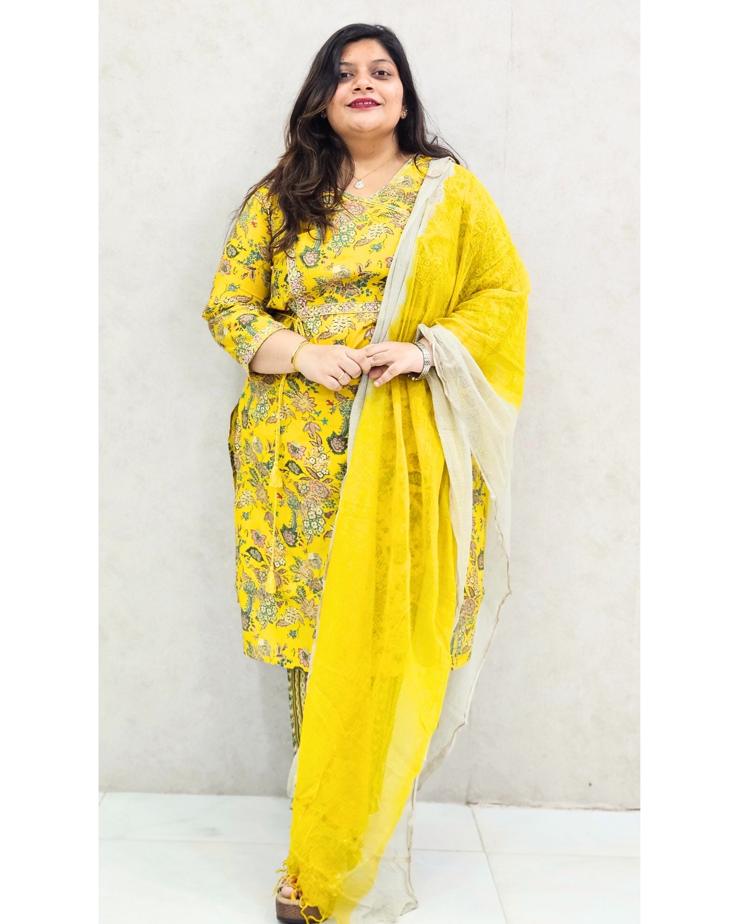 Mustard Yellow Muslin Kurta Set