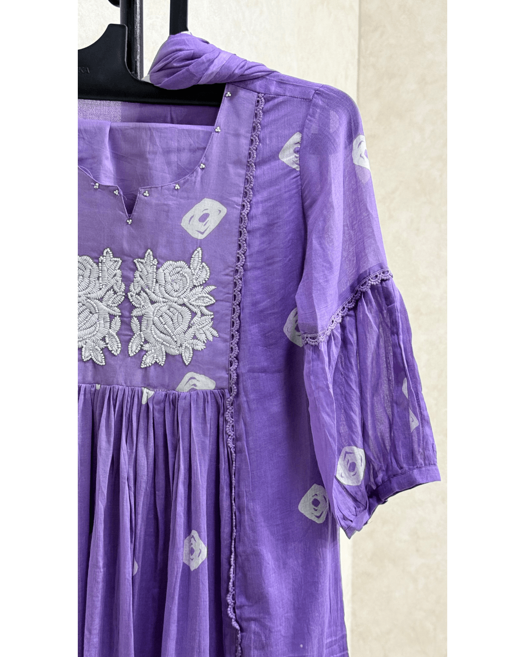 Purple Mul Cotton Kurta Set