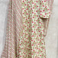 IVORY PINK FLORAL COTTON KURTA SET