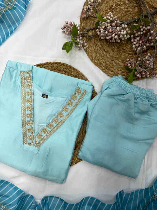 AQUA BLUE LEHERIYA SET