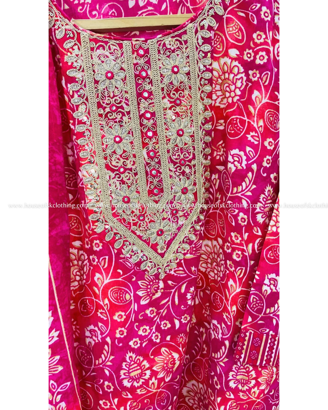 Rani Pink Cotton Embroidered Set