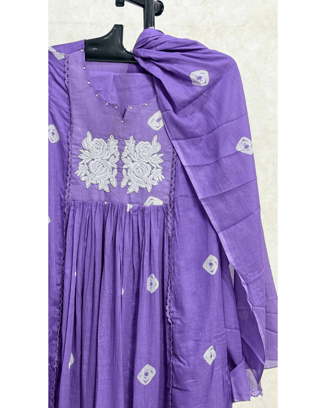 Purple Mul Cotton Kurta Set