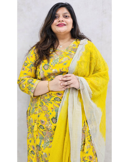 Mustard Yellow Muslin Kurta Set