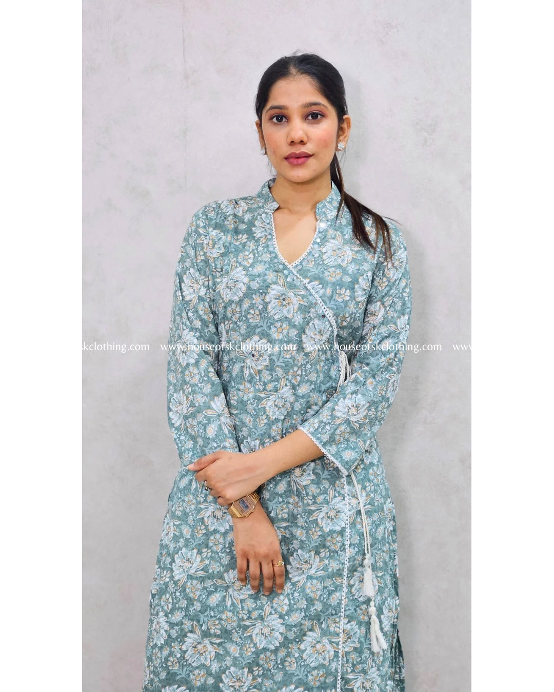 Seafoam Green Angarakha Kurta Set