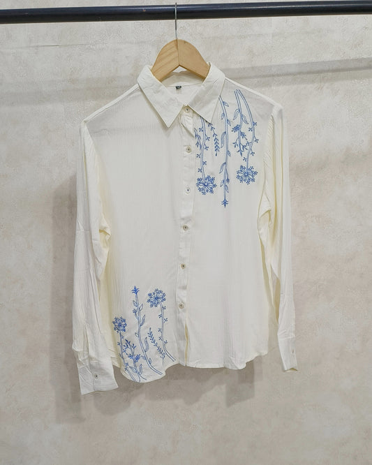 Off White Embroidered Cotton Tunic