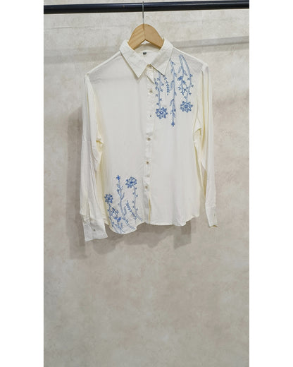 Off White Embroidered Cotton Tunic