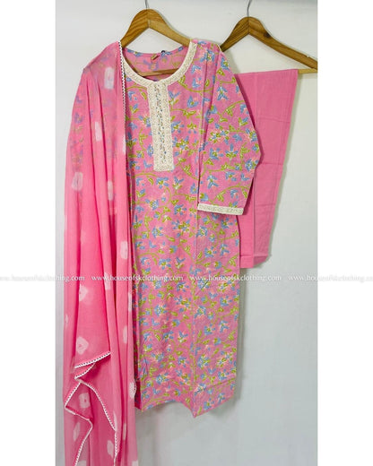 Light Pink Cotton Kurta Set