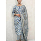 Steel Blue Cotton Kurta Set