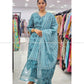 Teal Embroidered Cotton Kurta Set