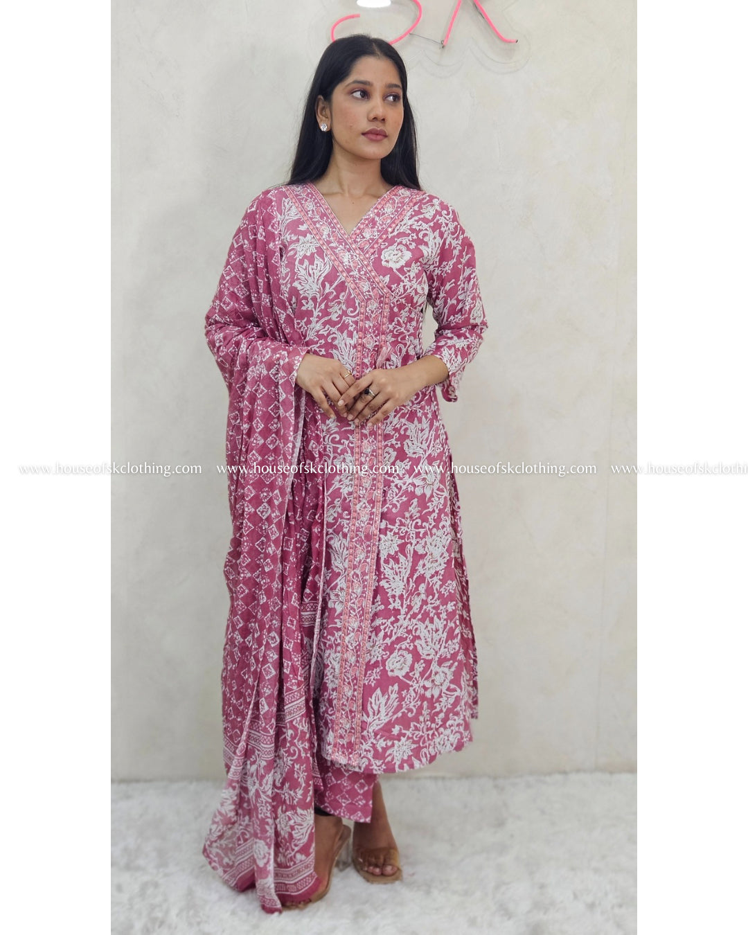 Dusty Rose Pink Cotton Kurta Set