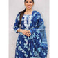 Indigo Blue Embroidered Cotton Kurta Set