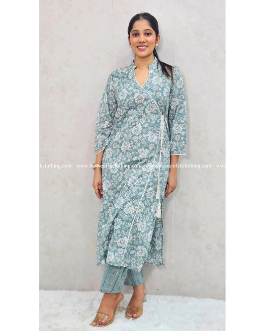 Seafoam Green Angarakha Kurta Set