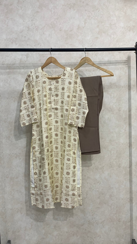 IVORY MUSLIN KURTA SET