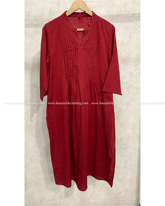 Maroon Beads Flex Cotton Kurta