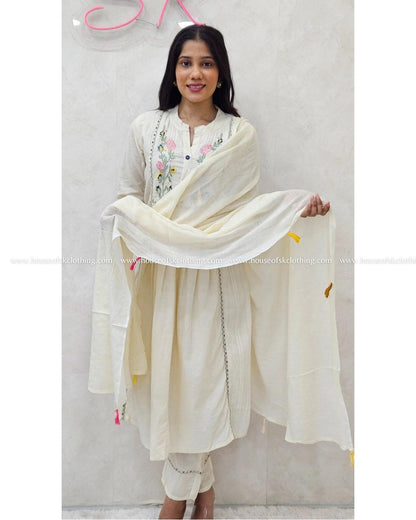 Ivory Cotton Casual Kurta Set