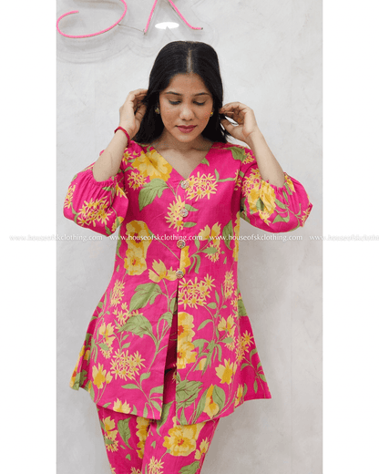 Rani Pink Floral Cotton Coord Set