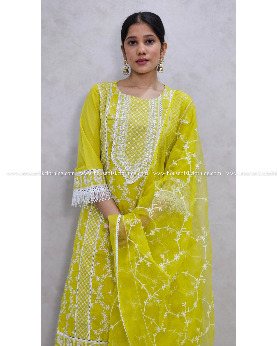 Lime Green Paki Cotton Kurta Set