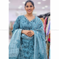 Teal Embroidered Cotton Kurta Set