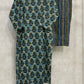 IVORY TEAL BLUE FLORAL PRINTED COTTON KURTA SET