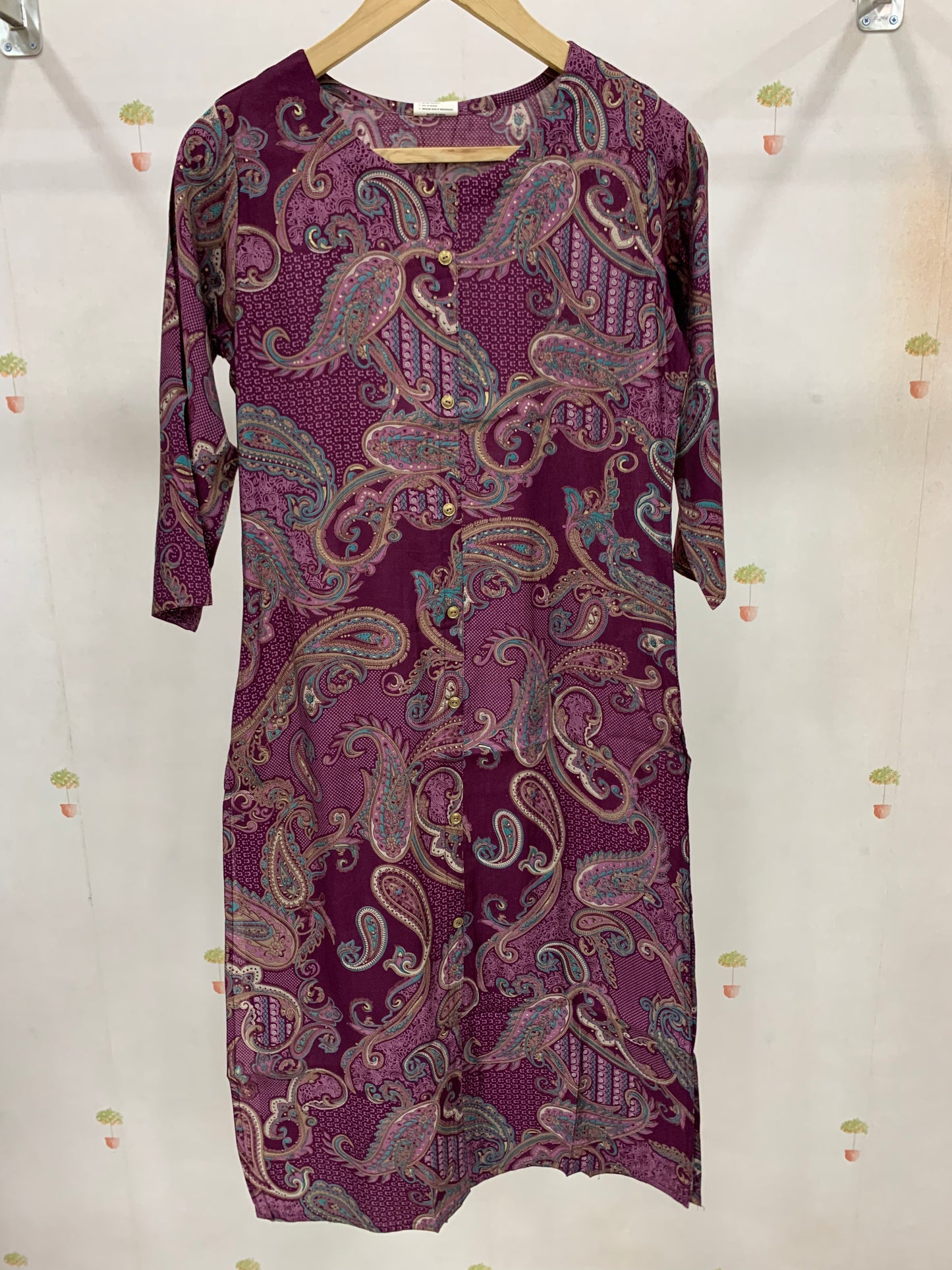 PURPLE PAISLEY PRINTED KURTA