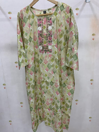 PASTEL GREEN PRINTED KURTA