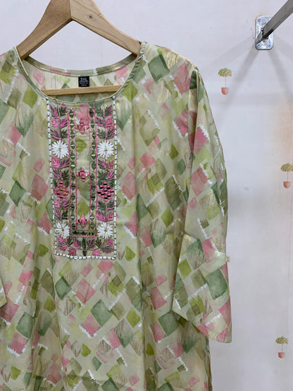 PASTEL GREEN PRINTED KURTA