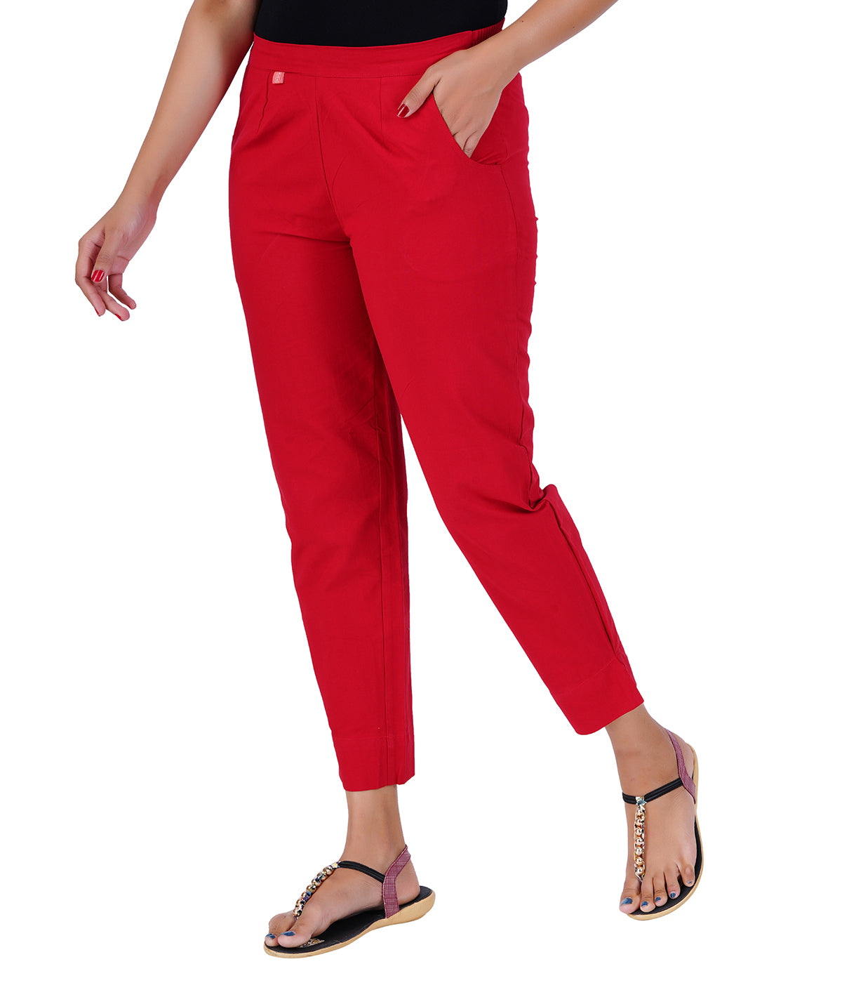 RED COTTON PANTS