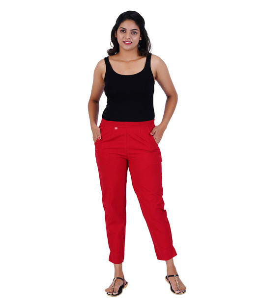 RED COTTON PANTS