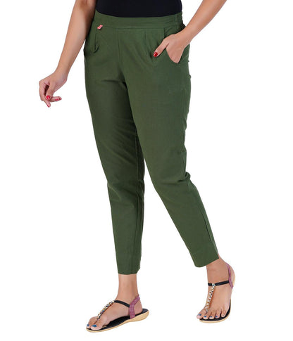 OLIVE GREEN COTTON PANTS