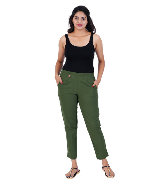 OLIVE GREEN COTTON PANTS